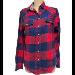 JACHS Girlfriend Red and Blue Plaid Shirti
